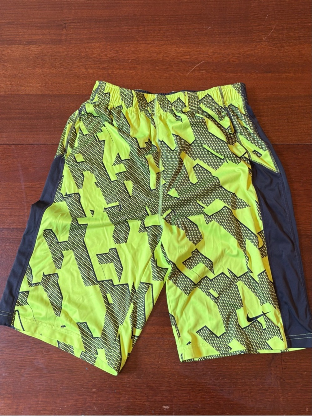 Nike Boys Neon Yellow and Black Athletic Shorts